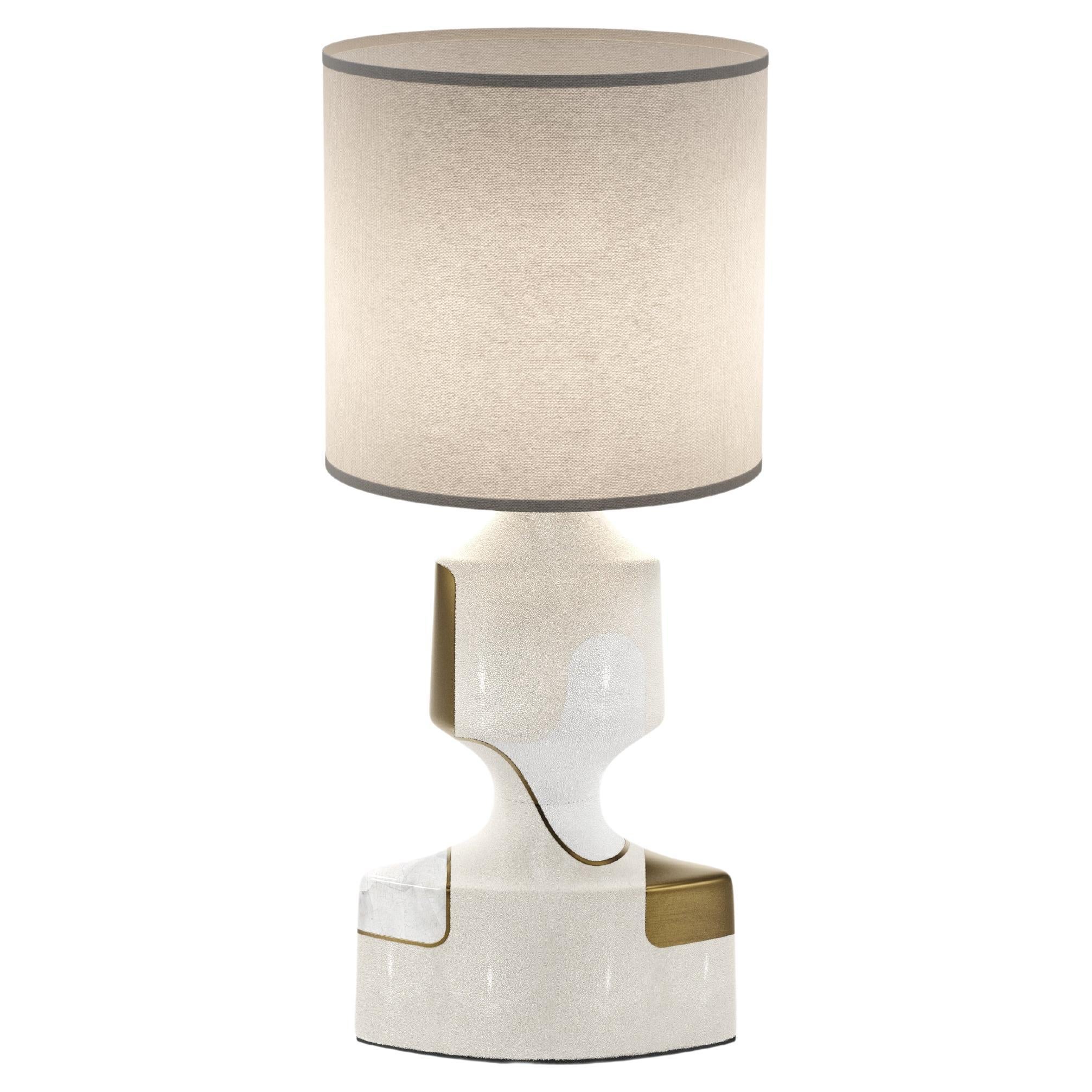 Shagreen Sculptural Table Lamp with Shell and Brass Details by R&Y Augousti