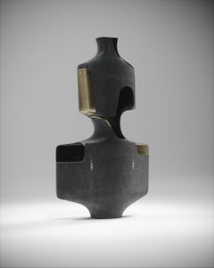 Shagreen Sculptural Vase with Pen Shell and Brass Details by R&Y Augousti