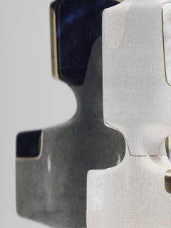 Shagreen Sculptural Vase with Pen Shell and Brass Details by R&Y Augousti