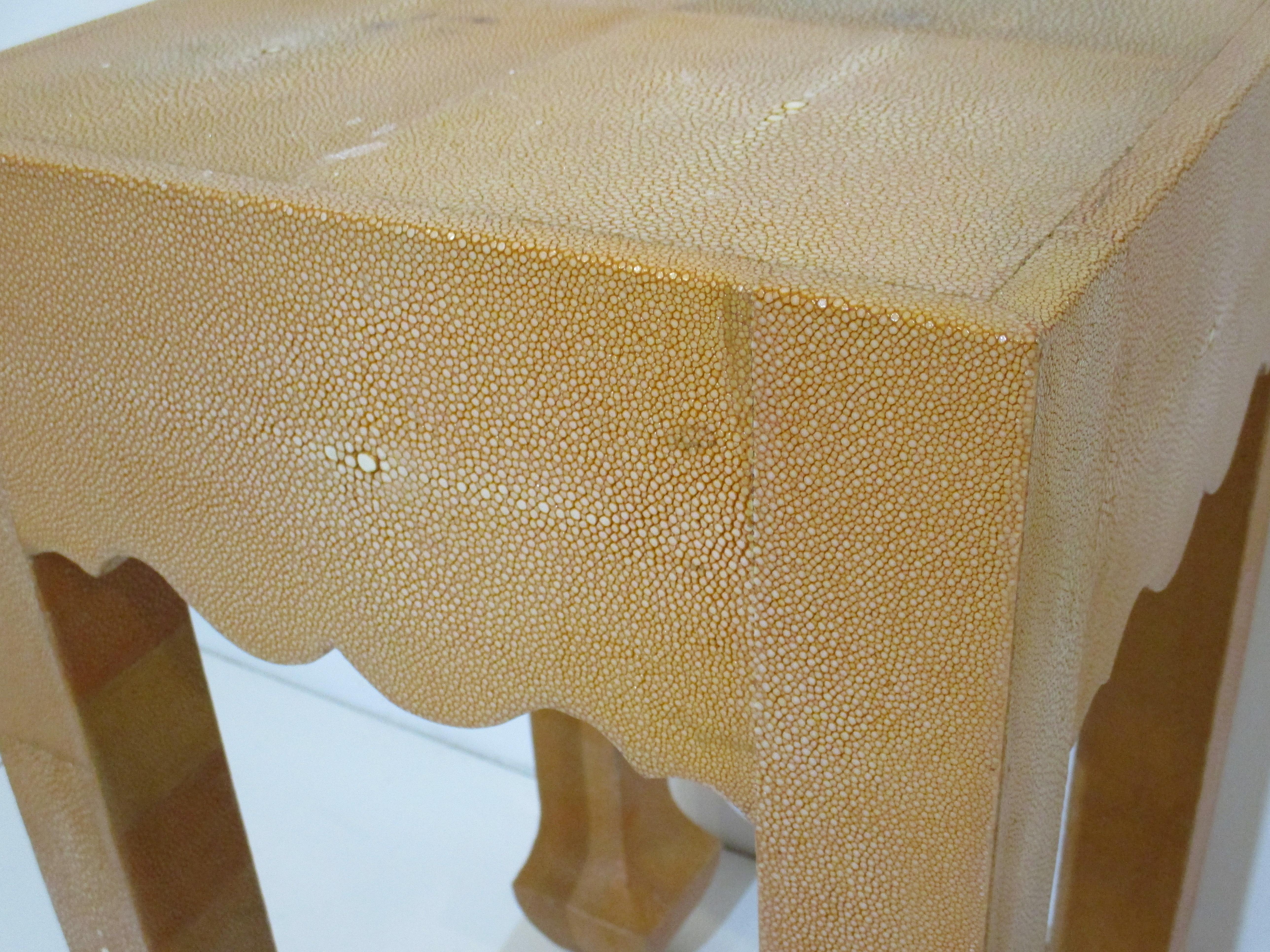 20th Century Shagreen Side / Pedestal Table in the Style of Karl Springer