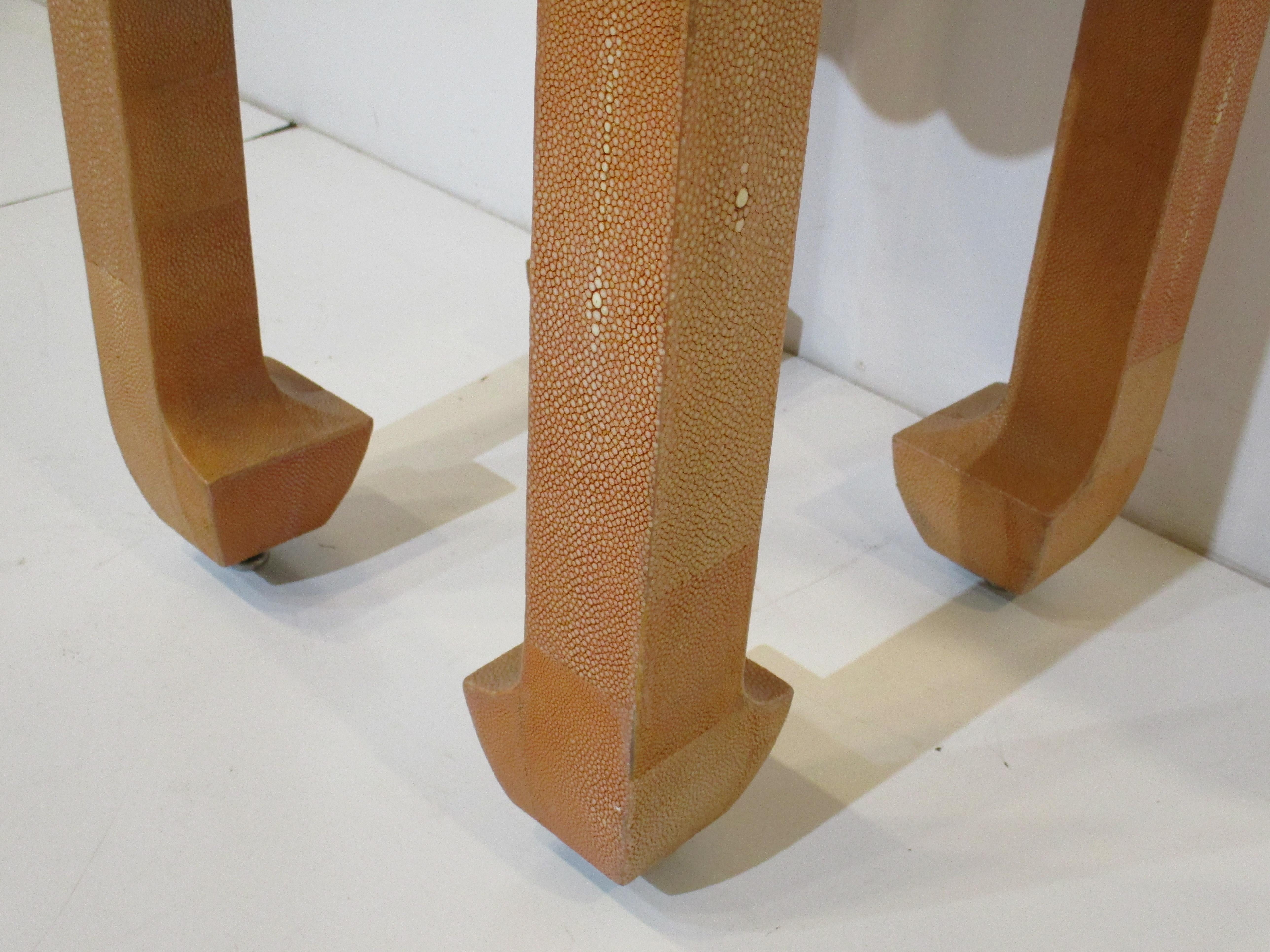 Shagreen Side / Pedestal Table in the Style of Karl Springer 3