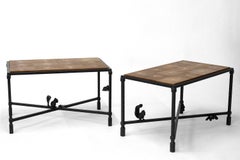 Shagreen Side Table Modern Geometric Stark Thick Handmade Blackened Steel Waxed