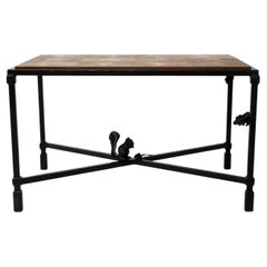 Shagreen Beistelltisch Modern Geometrisch Stark Thick Handgefertigter geschwärzter Stahl gewachst