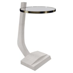 Shagreen Side Table with a Glass Top and Brass Details by R&Y Augousti