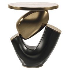 Shagreen Side Table with a Sculptural Bronze Patina Brass Base by R&Y Augousti