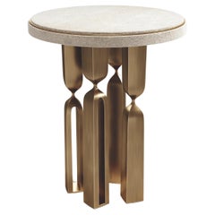 Shagreen Side Table with Bronze-Patina Brass by Kifu Paris
