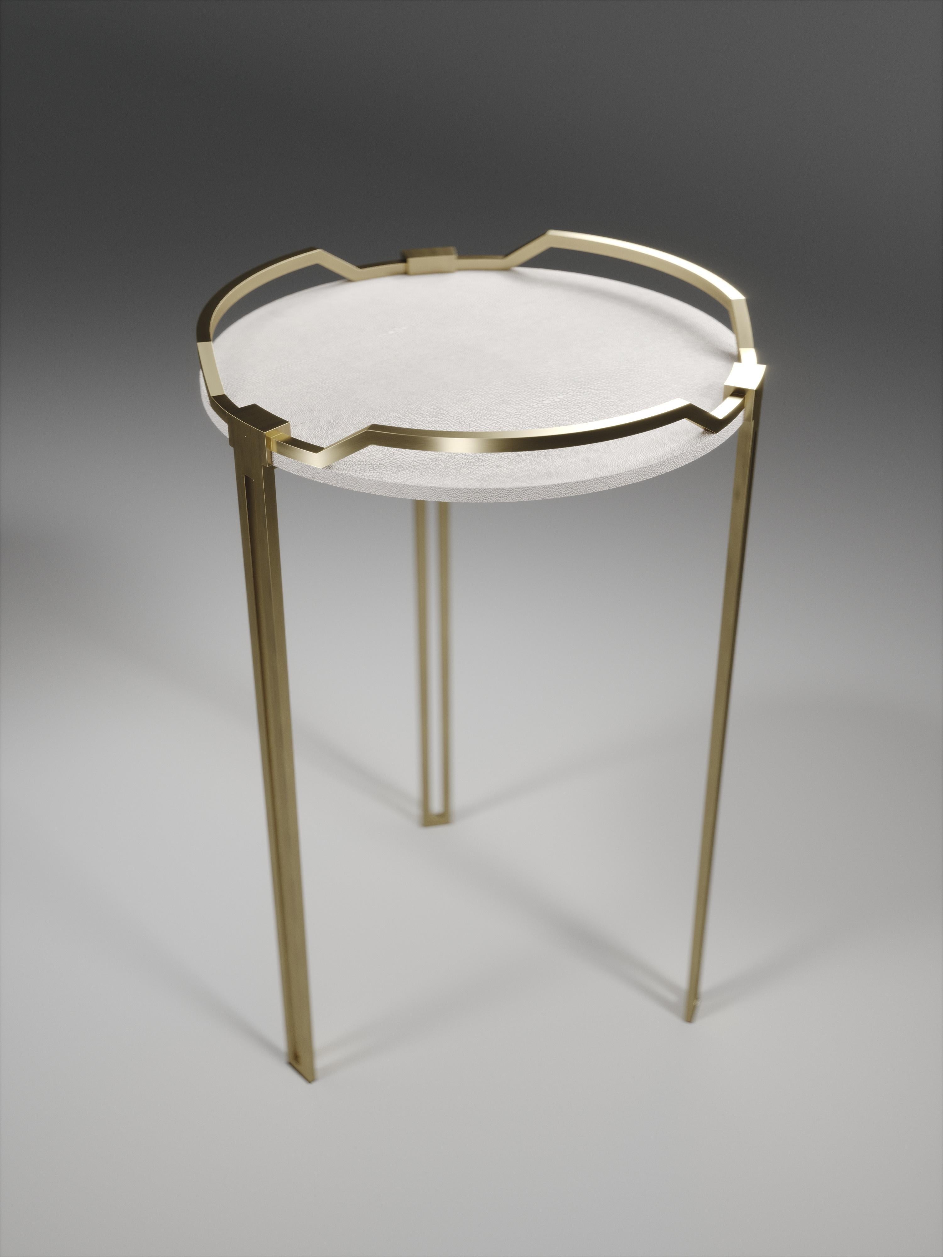 Shagreen Side Table with Bronze-Patina Brass Cut Out Legs by R&Y Augousti In New Condition For Sale In New York, NY