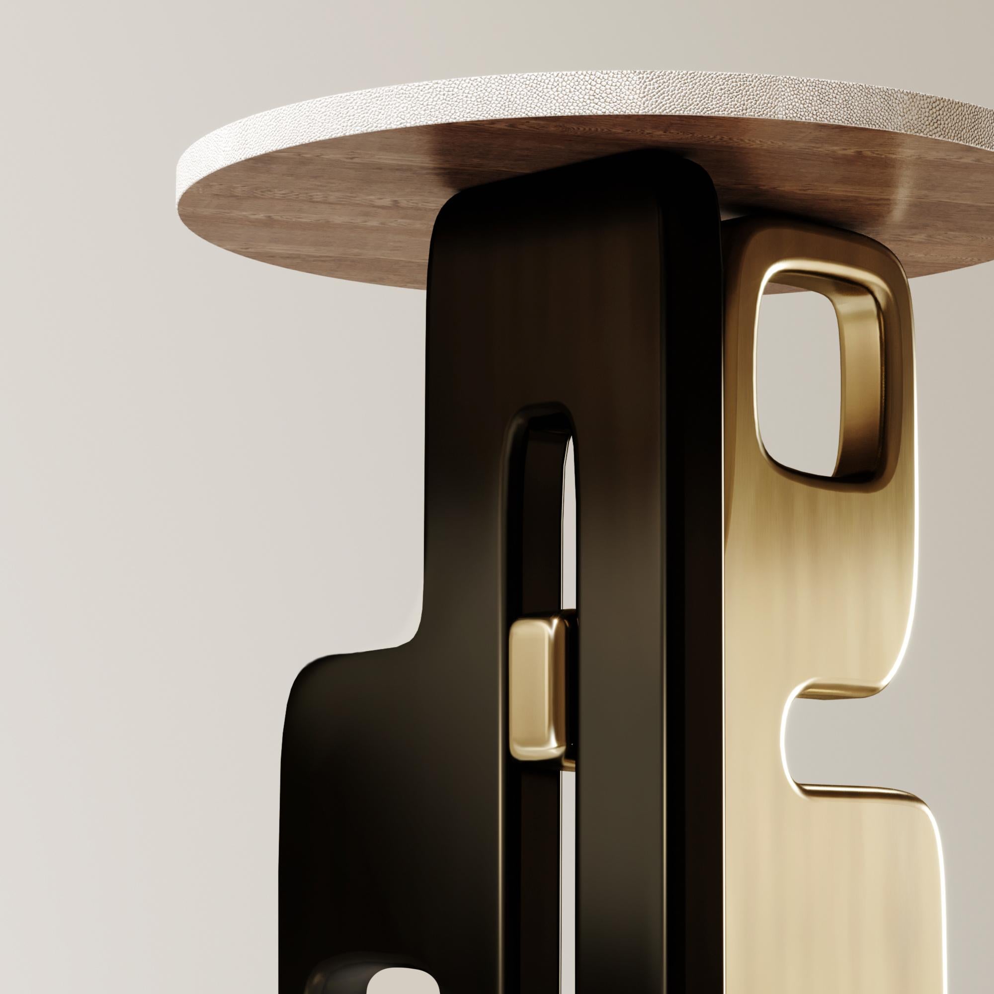 Shagreen-Beistelltisch mit Bronze-Patina-Messingdetails von Kifu Paris im Angebot 3