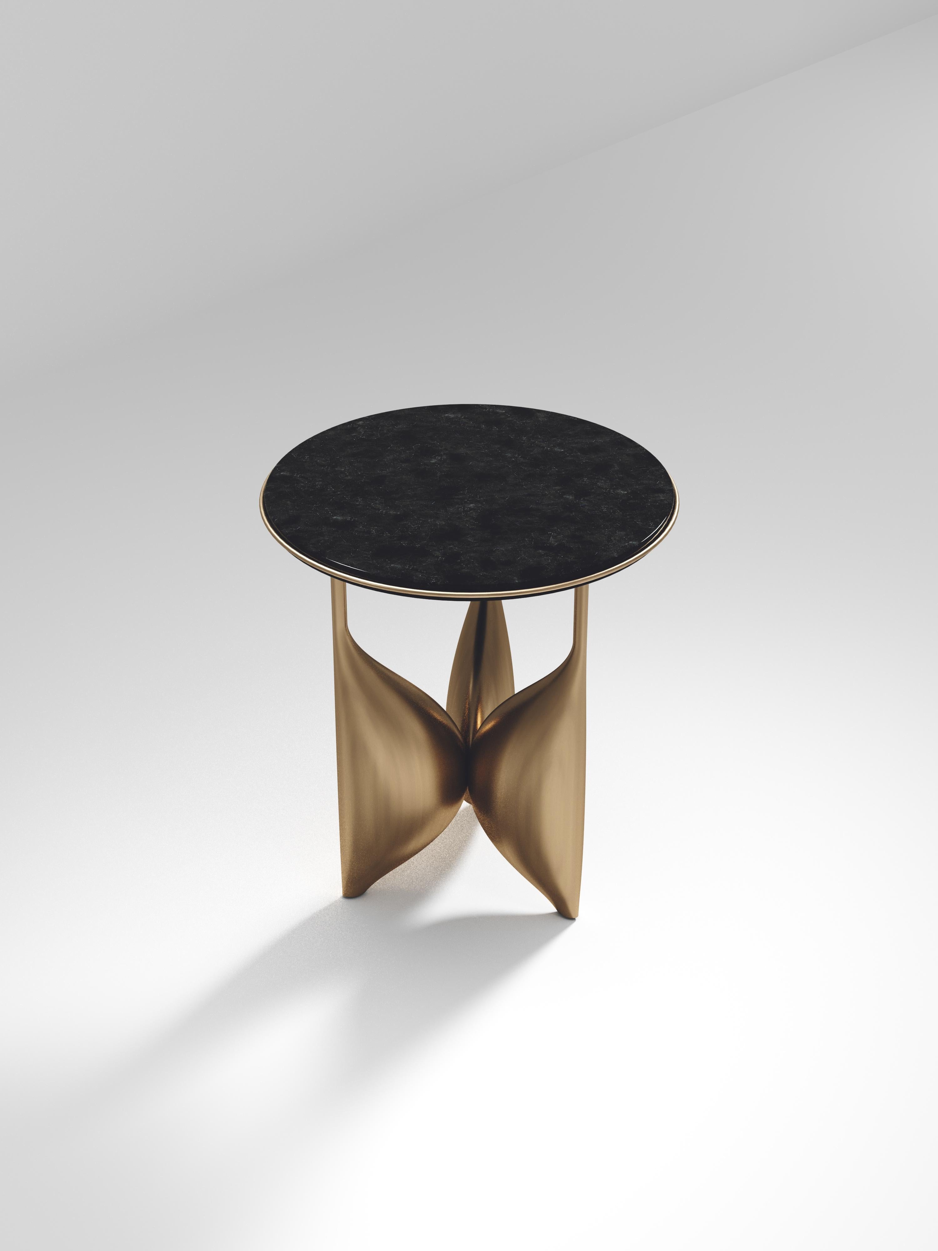 Shagreen Side Table with Bronze Patina Brass Details by Kifu Paris For Sale 3