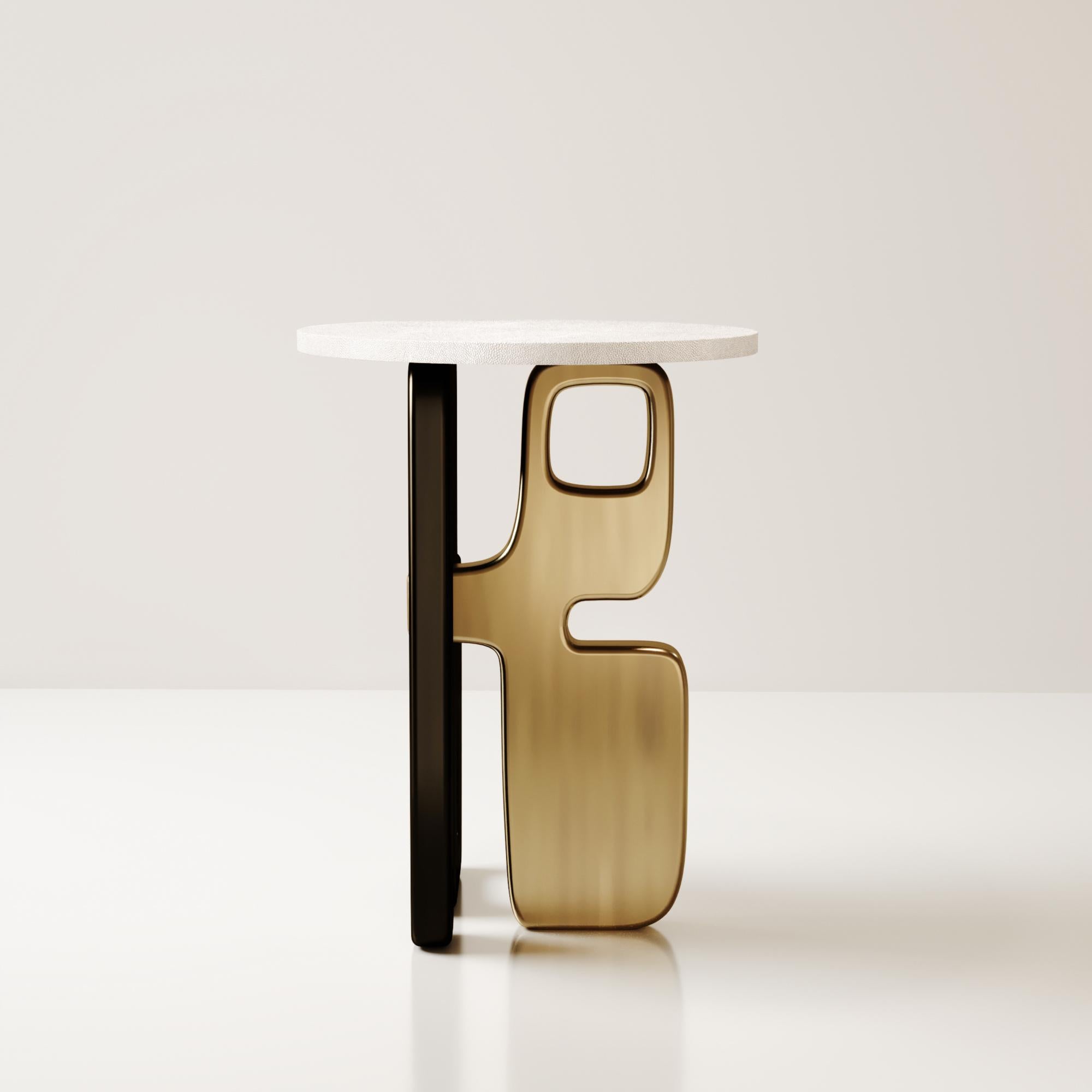 Shagreen-Beistelltisch mit Bronze-Patina-Messingdetails von Kifu Paris im Angebot 1