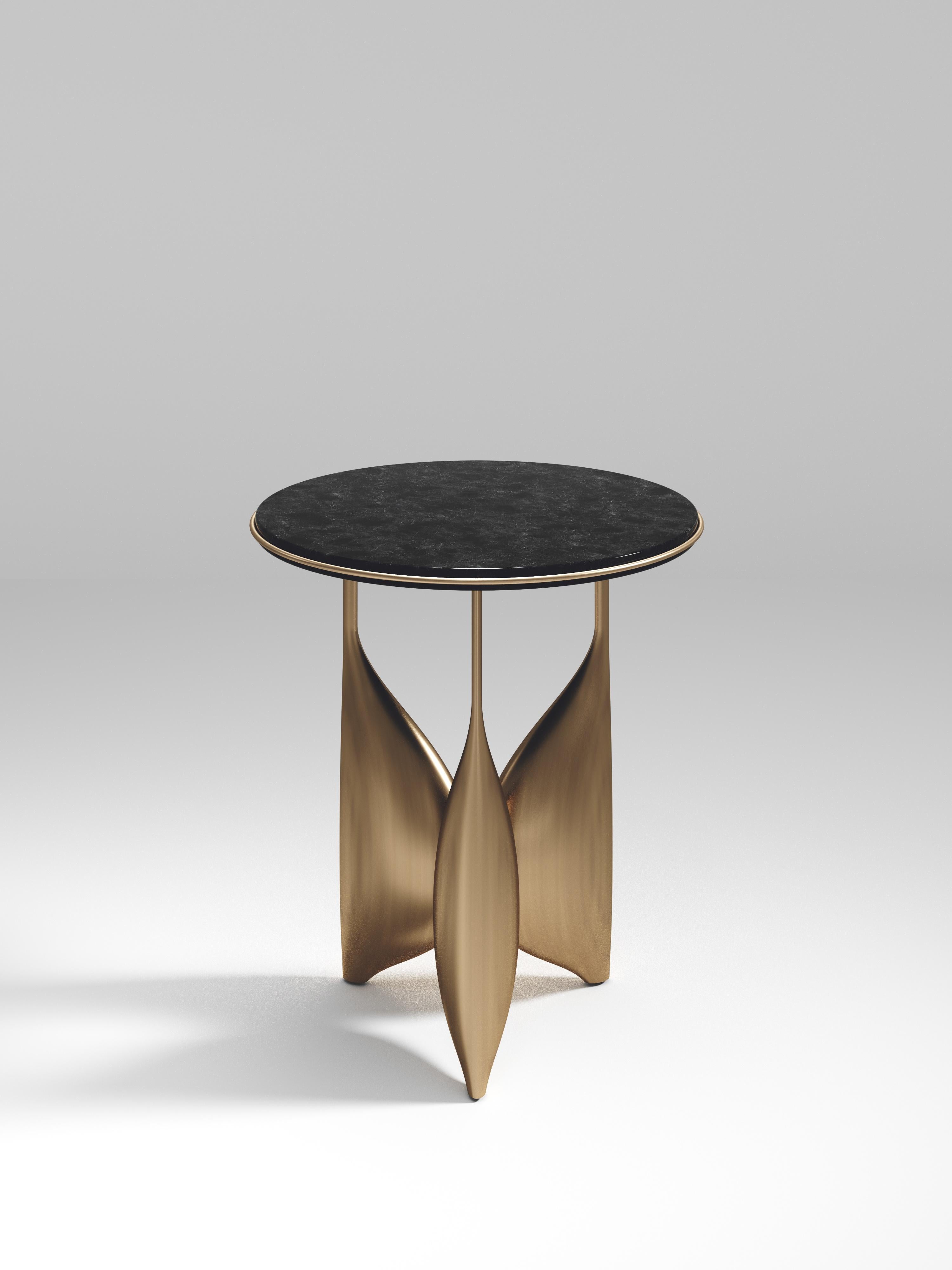 Shagreen Side Table with Bronze Patina Brass Details by Kifu Paris For Sale 2