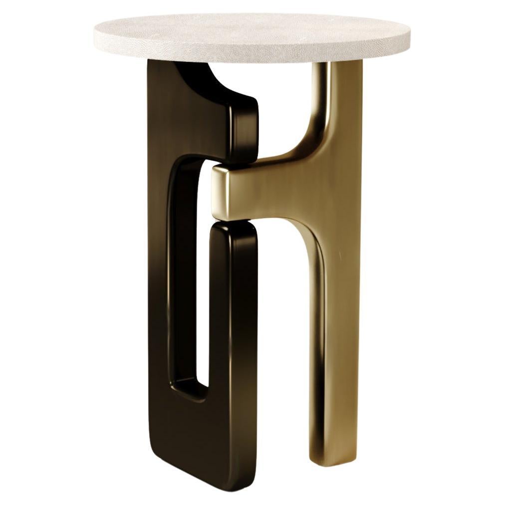 Shagreen Side Table with Bronze Patina Brass Details by Kifu Paris