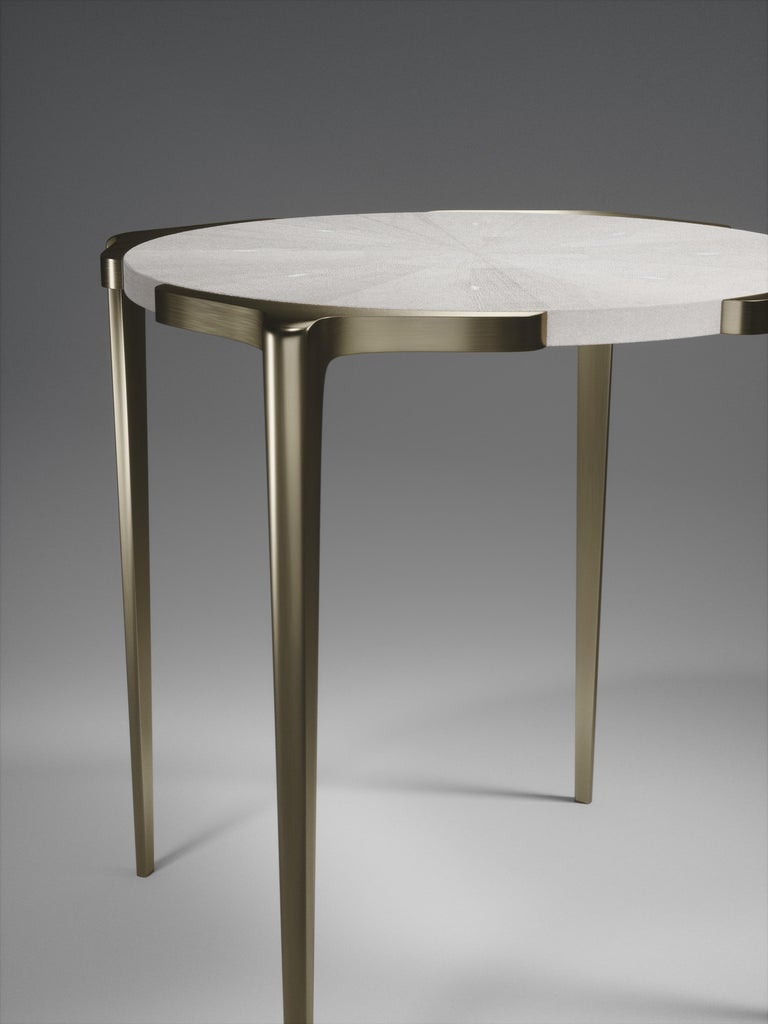 Shagreen Side Table with Bronze-Patina Brass Details by R&Y Augousti For Sale 3