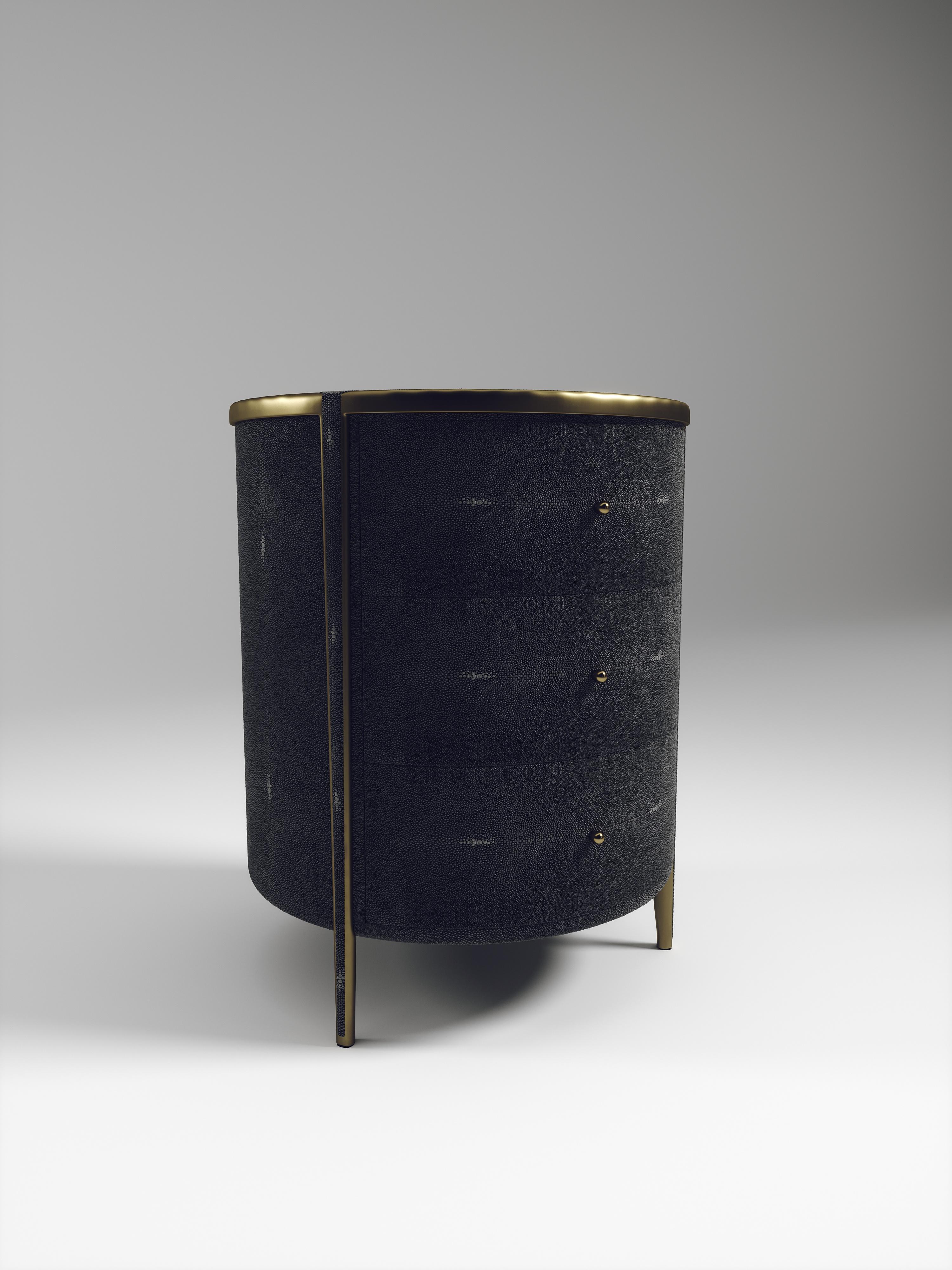 Shagreen-Beistelltisch mit Bronze-Patina-Messingdetails von R&Y Augousti im Angebot 4