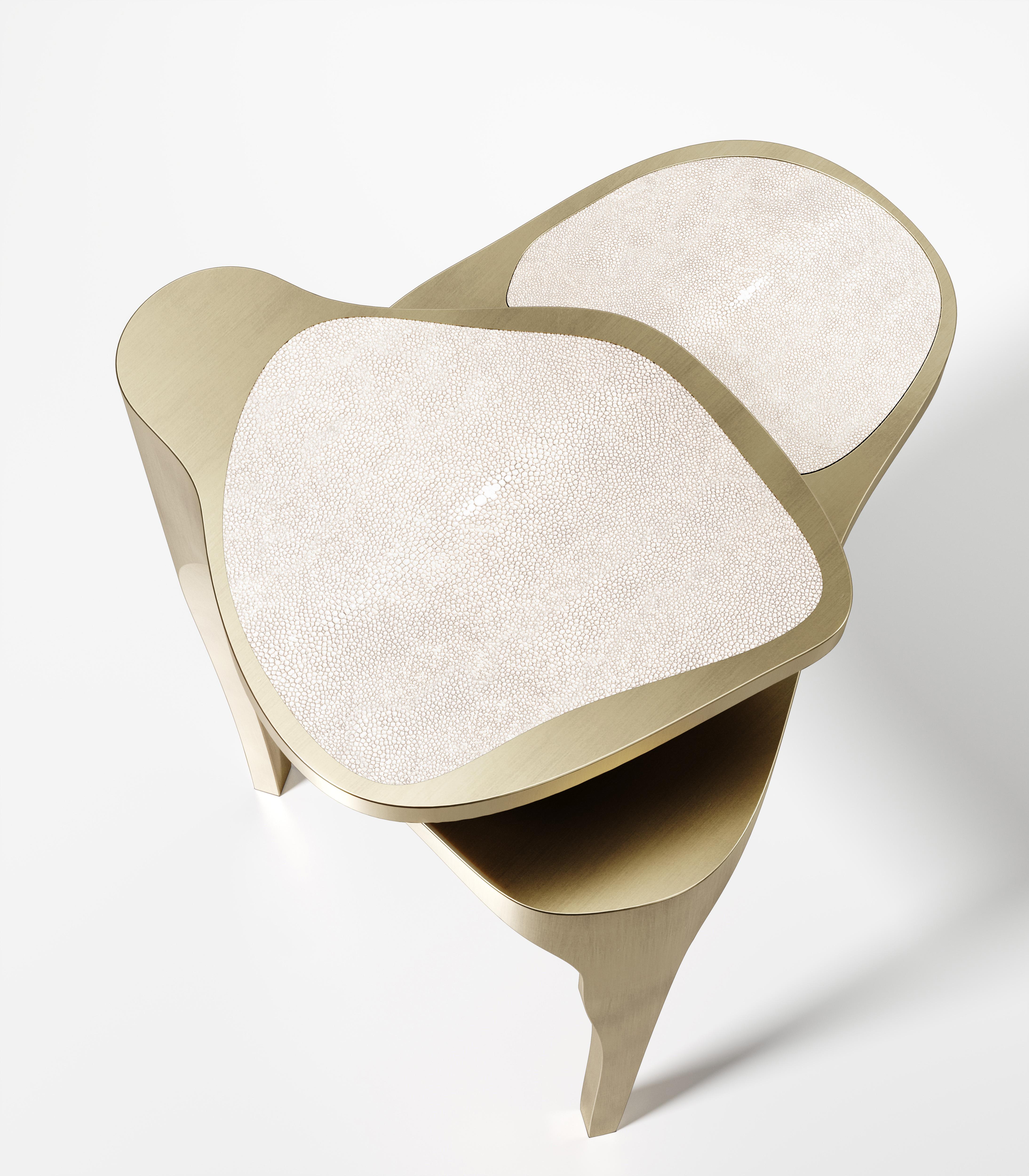 Shagreen Side Table with Bronze-Patina Brass Details by R&Y Augousti For Sale 4