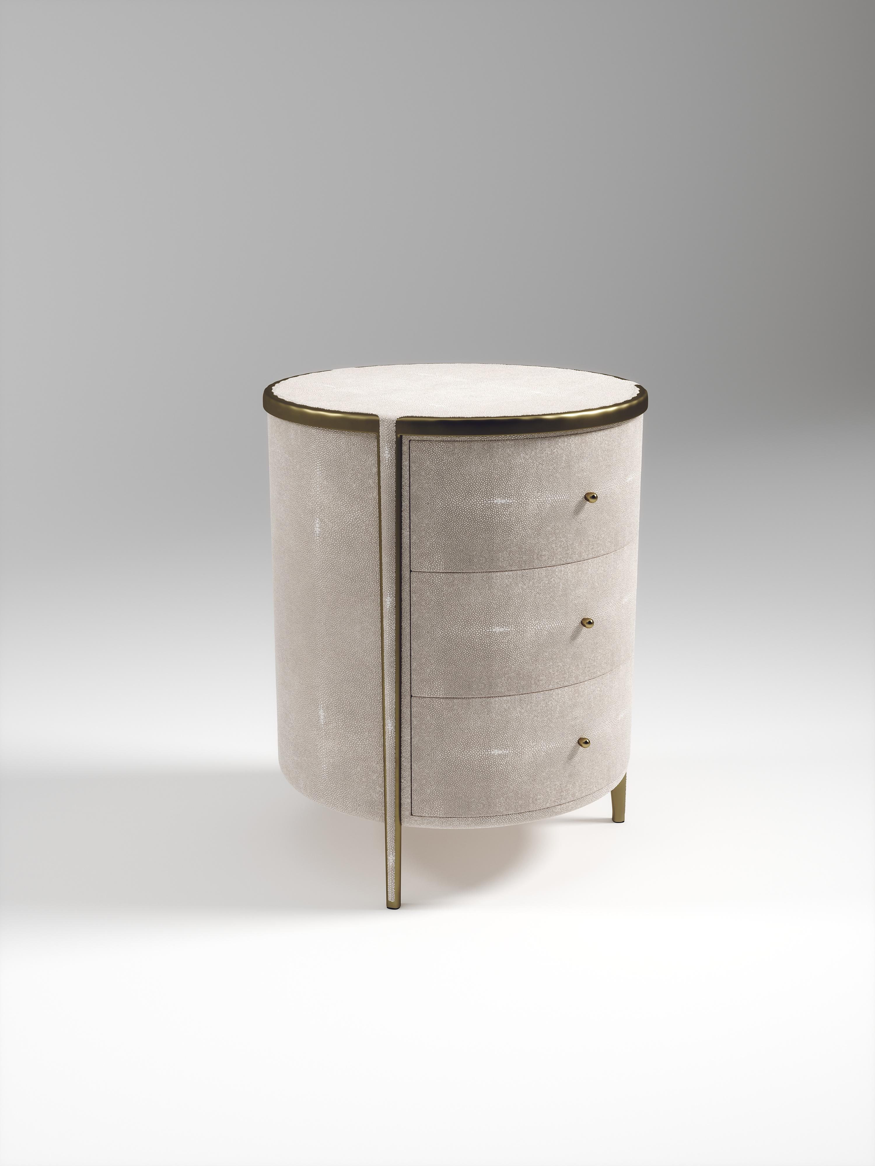 Shagreen-Beistelltisch mit Bronze-Patina-Messingdetails von R&Y Augousti im Angebot 5