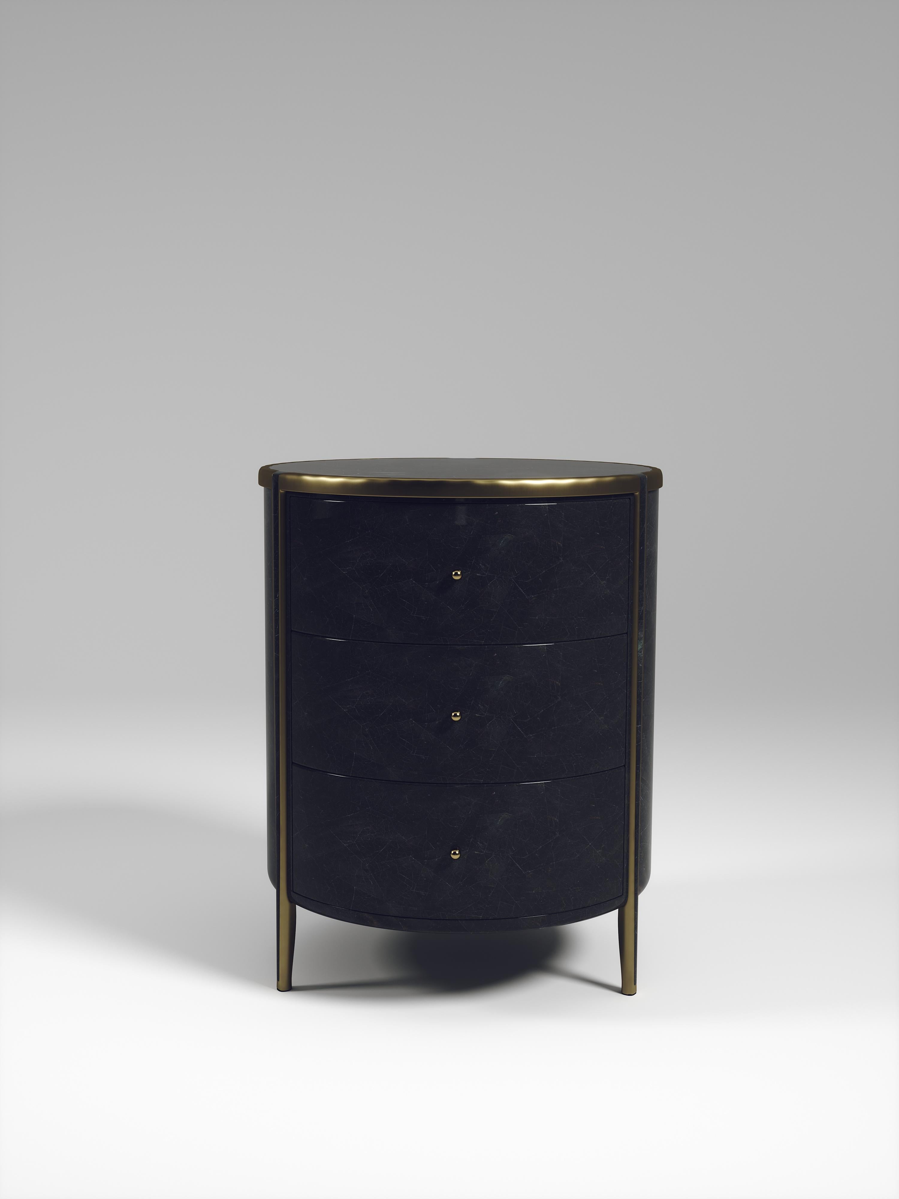 Shagreen-Beistelltisch mit Bronze-Patina-Messingdetails von R&Y Augousti im Angebot 6