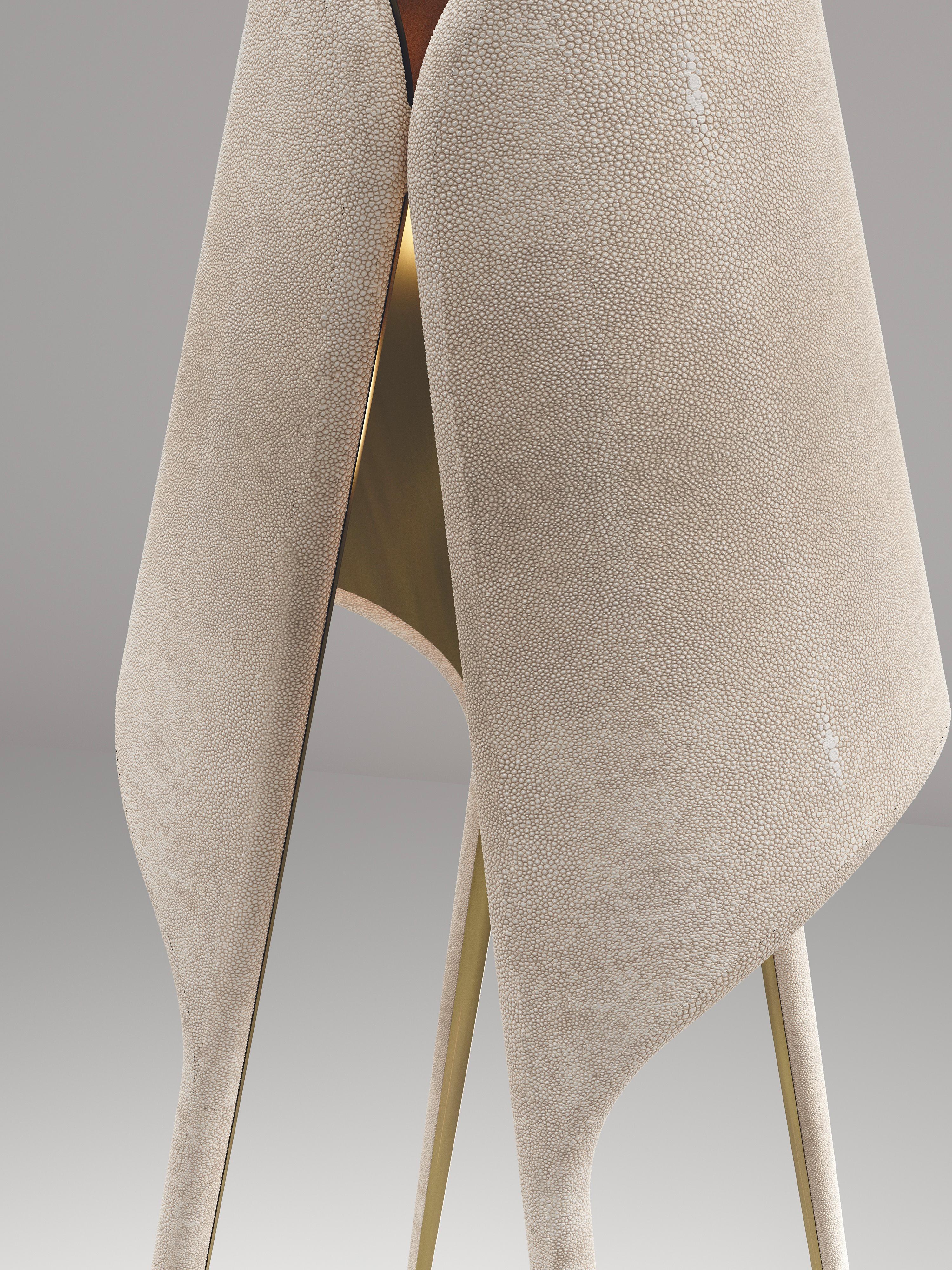 Stapeltische aus Chagrinleder mit Bronze-Patina-Messingdetails von R&Y Augousti im Angebot 8