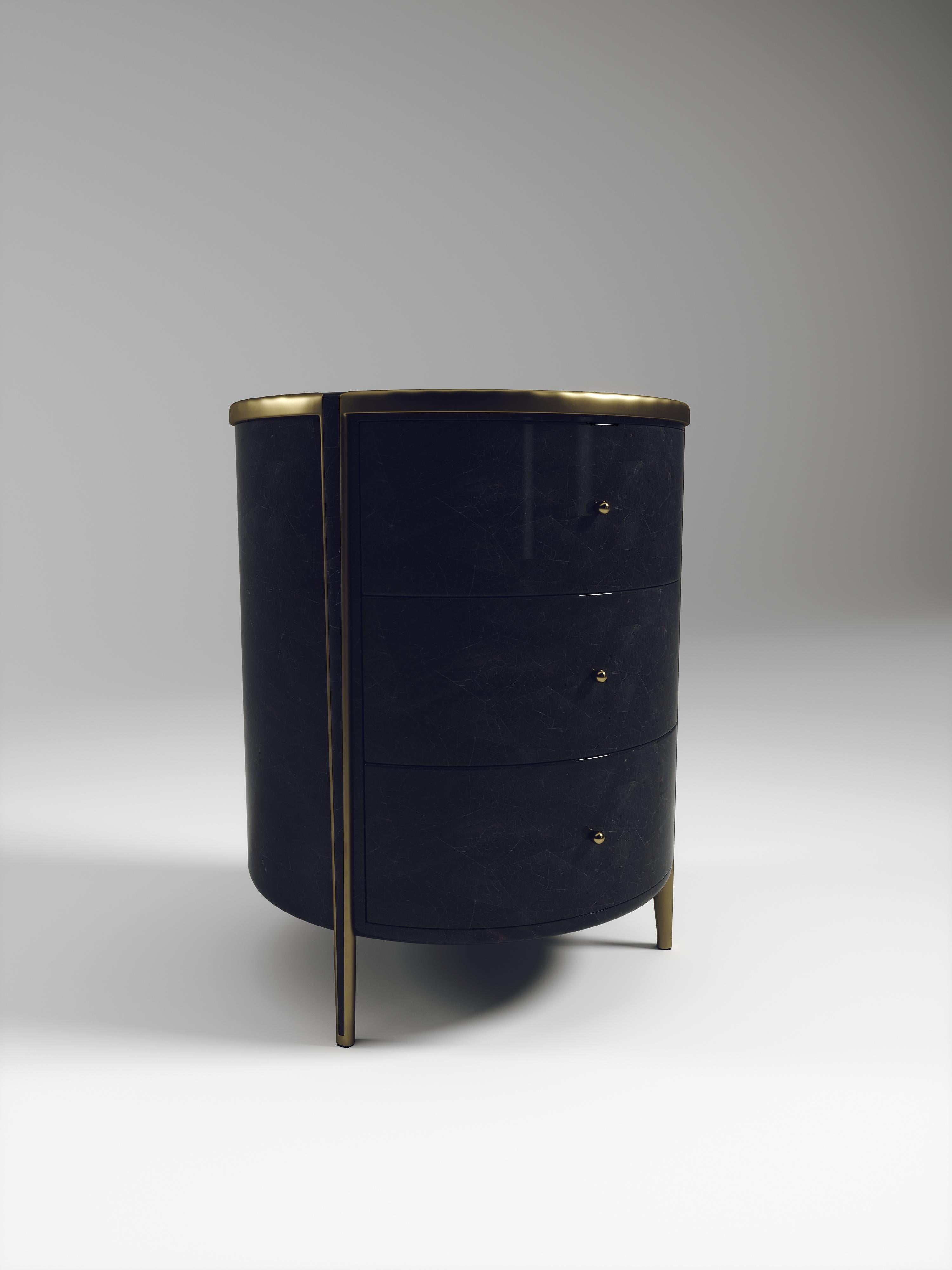 Shagreen-Beistelltisch mit Bronze-Patina-Messingdetails von R&Y Augousti im Angebot 9