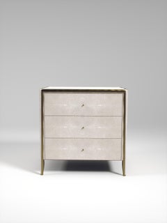 Tavolino in zigrino con dettagli in ottone patinato bronzo di R & Y Augousti