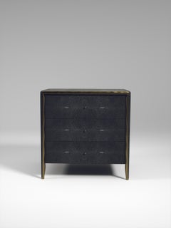 Shagreen Side Table with Bronze-Patina Brass Details by R&Y Augousti
