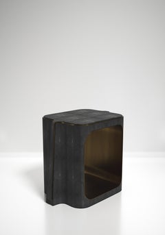 Shagreen Side Table with Bronze Patina Brass Details by R&Y Augousti