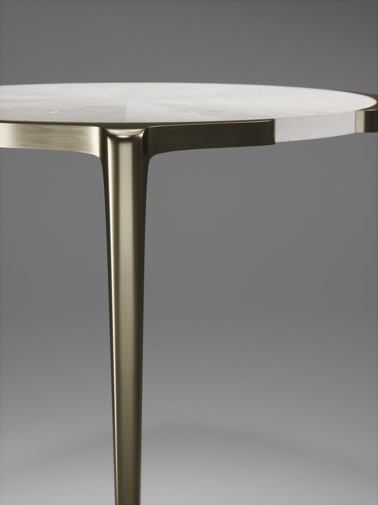 Art Deco Shagreen Side Table with Bronze-Patina Brass Details by R&Y Augousti For Sale