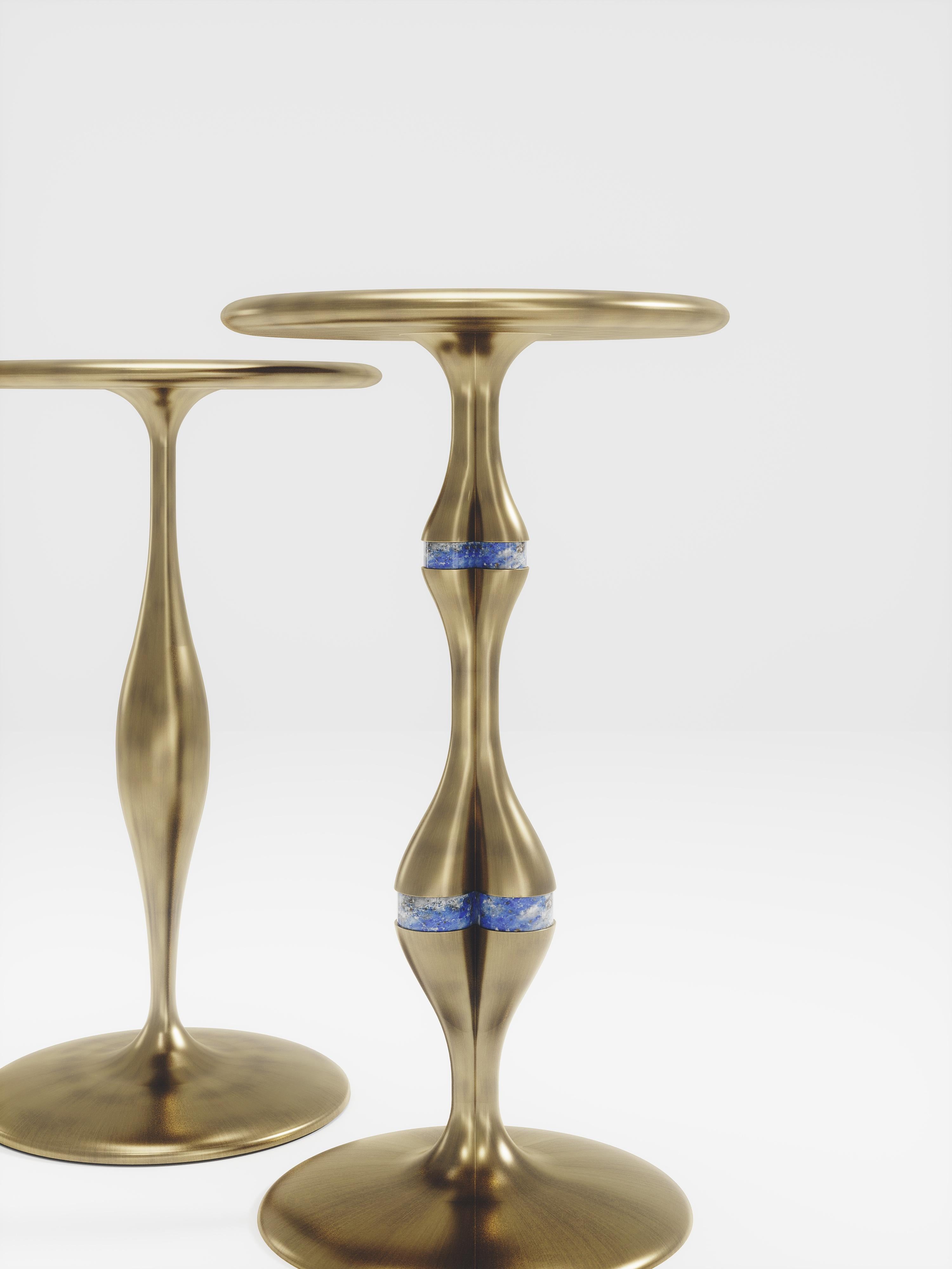 French Shagreen Nesting Tables with Bronze-Patina Brass Details by R&Y Augousti For Sale