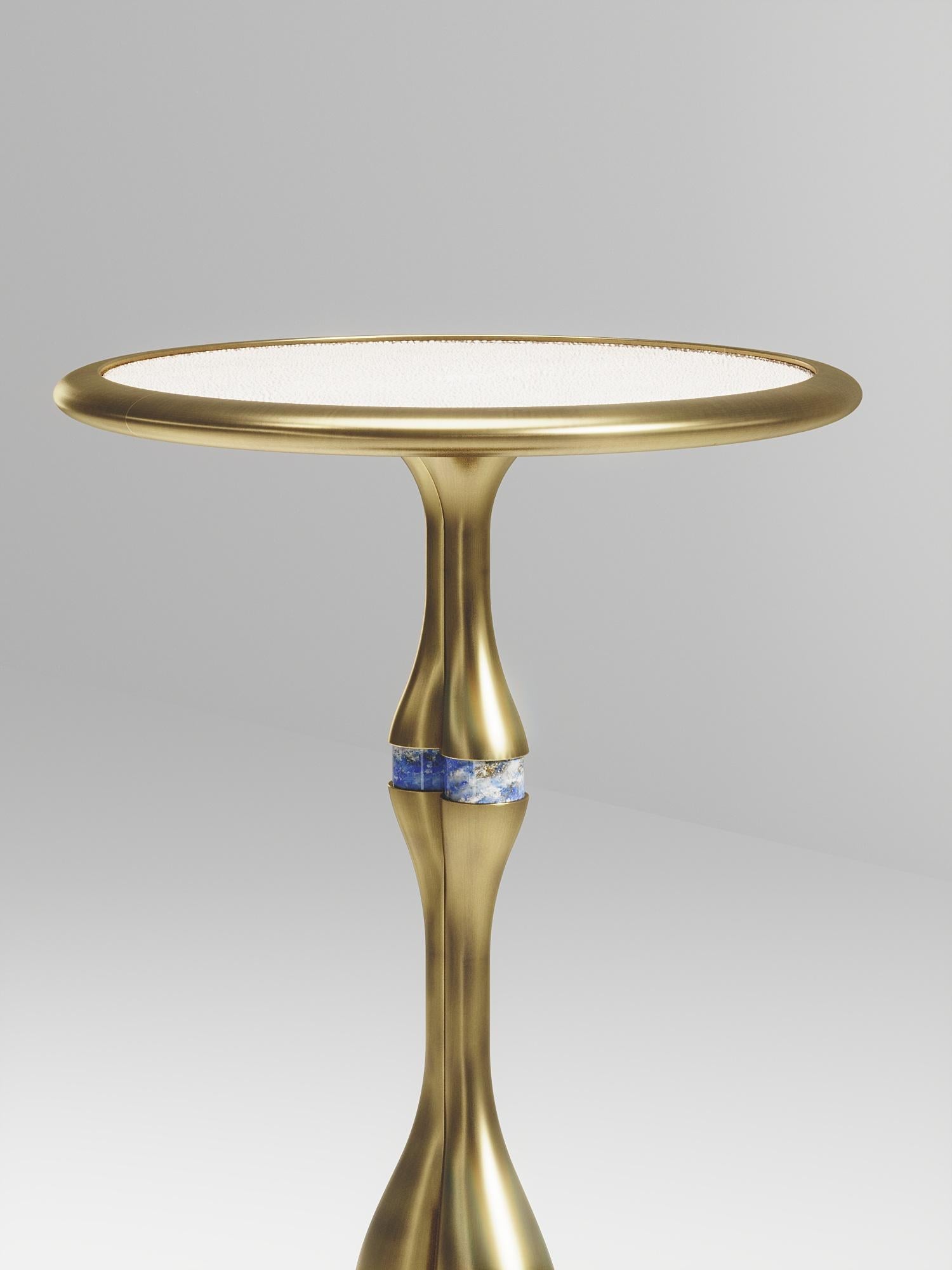 Hand-Crafted Shagreen Side Table with Bronze-Patina Brass Details by R&Y Augousti For Sale