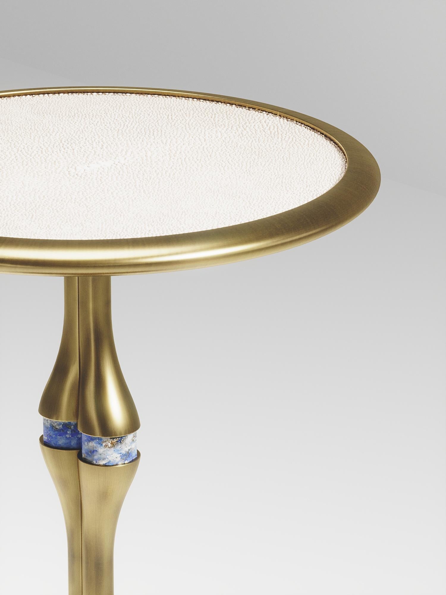 Shagreen Side Table with Bronze-Patina Brass Details by R&Y Augousti For Sale 2
