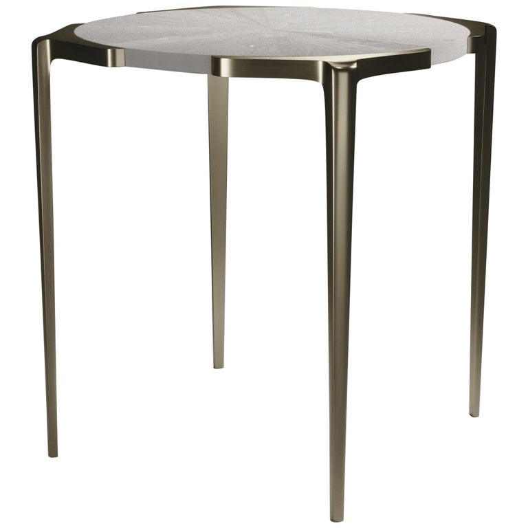 Shagreen Side Table with Bronze-Patina Brass Details by R&Y Augousti For Sale