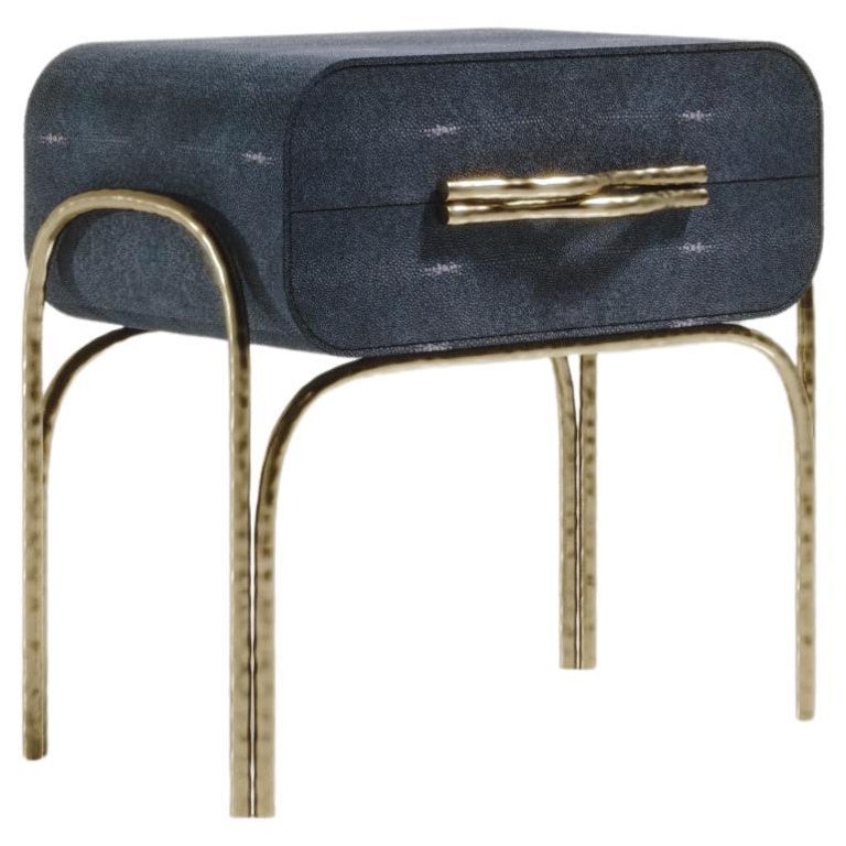 Shagreen Side Table with Bronze-Patina Brass Details by R&Y Augousti For Sale