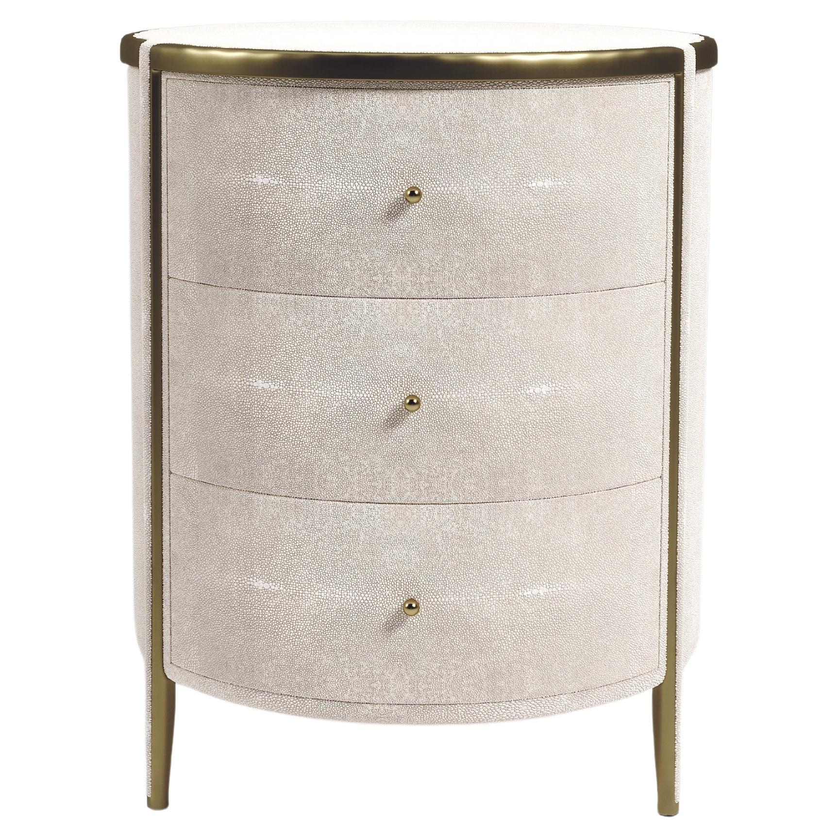 Shagreen-Beistelltisch mit Bronze-Patina-Messingdetails von R&Y Augousti