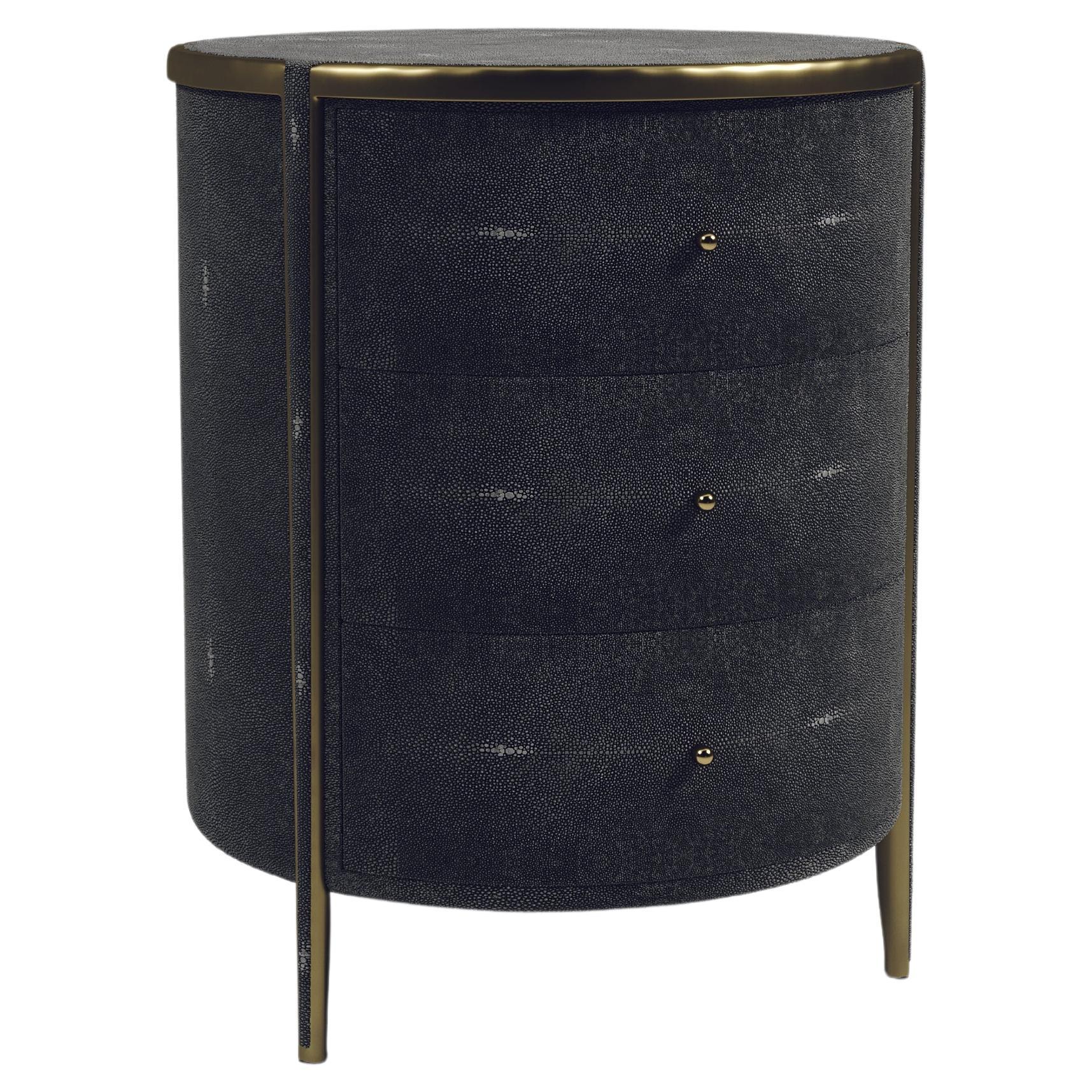 Shagreen-Beistelltisch mit Bronze-Patina-Messingdetails von R&Y Augousti