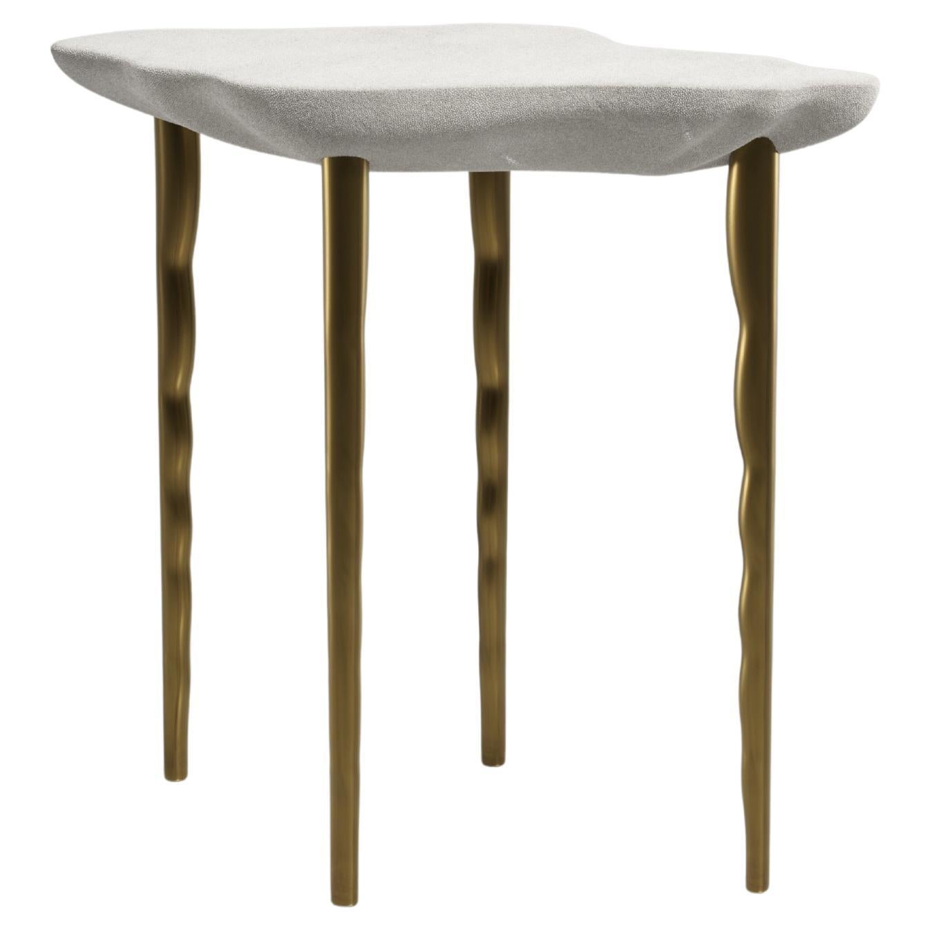 Table d'appoint en galuchat avec détails en laiton patiné par R&Y Augousti