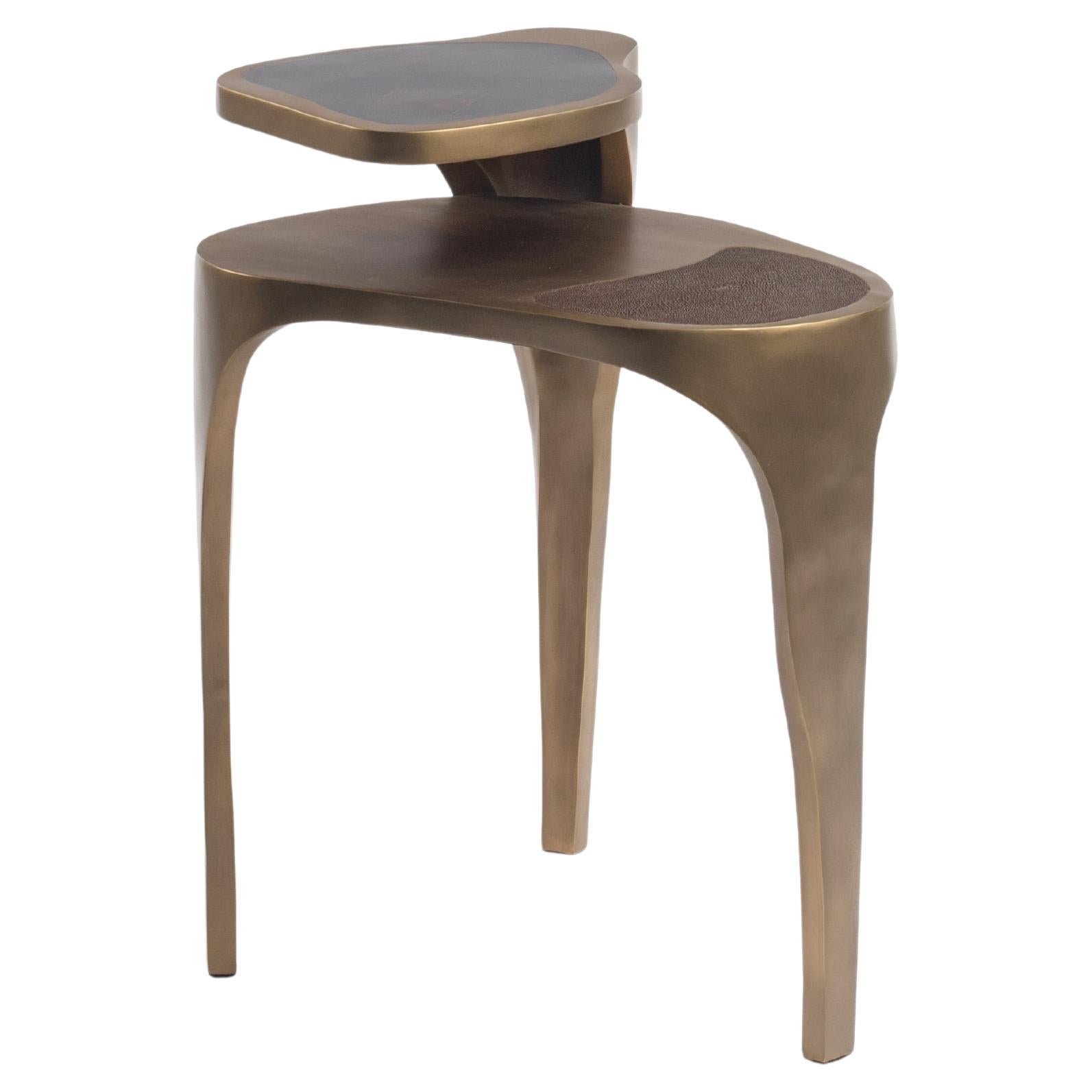 Shagreen Side Table with Bronze-Patina Brass Details by R&Y Augousti