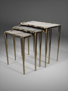 Shagreen Side Table with Bronze-Patina Brass Inlay by R&Y Augousti