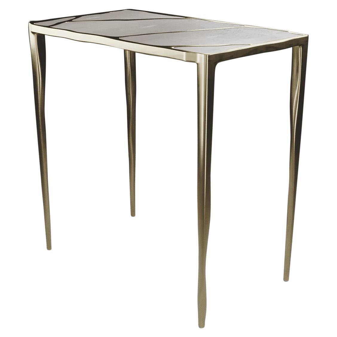 Shagreen Side Table with Bronze-Patina Brass Inlay by R&Y Augousti For Sale