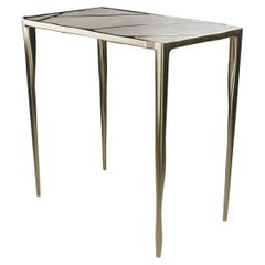 Table d'appoint en galuchat avec incrustation en bronze-patina et laiton de R&Y Augousti