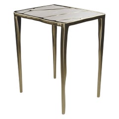 Shagreen Beistelltisch mit Bronze-Patina-Messing-Intarsien aus Messing von R&Y Augousti