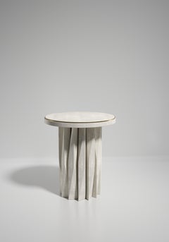 Shagreen Side Table with Geometric Fluted Details by R&Y Augousti