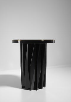 Shell Inlaid Side Table with Geometric Fluted Details by R&Y Augousti