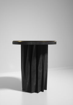 Shagreen Side Table with Geometric Fluted Details by R&Y Augousti