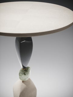 Shagreen Side Table with Mobile Sculptural Parts and Brass Accents by Kifu Paris