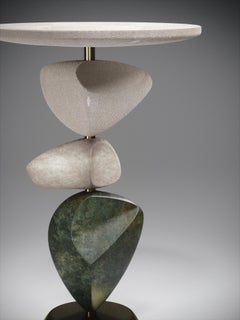 Shagreen Side Table with Mobile Sculptural Parts and Brass Accents by Kifu Paris