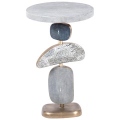 Shagreen Side Table with Mobile Sculptural Parts and Brass Accents by Kifu Paris