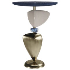 Shagreen Side Table with Mobile Sculptural Parts and Brass Accents by Kifu Paris