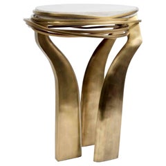 Shagreen Side Table with Sculptural Bronze-Patina Brass Details by Kifu Paris