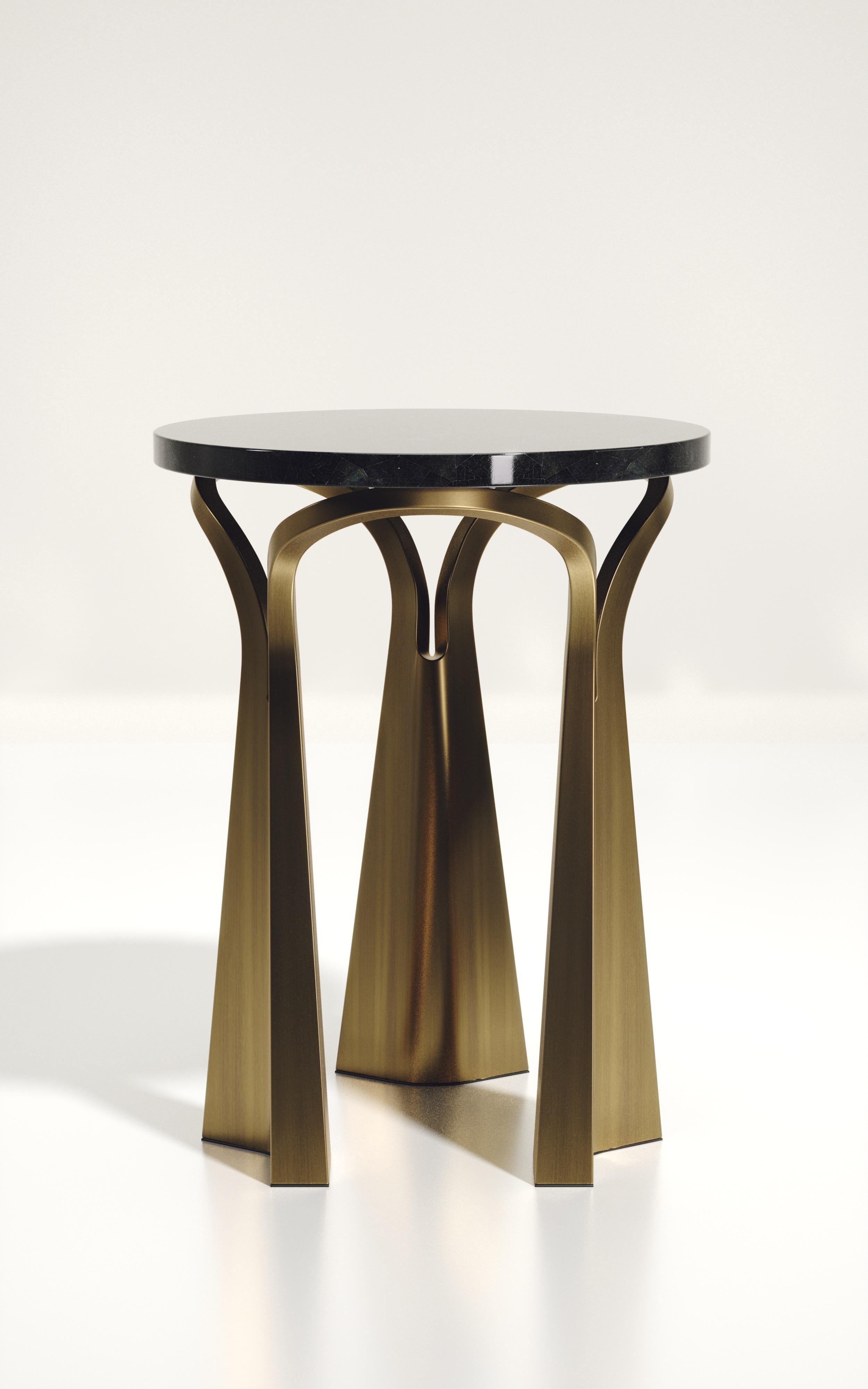 Shagreen Beistelltisch mit skulpturalen Bronze-Patina-Messingbeinen von R&Y Augousti im Angebot 10