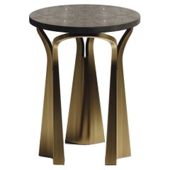 Mesa auxiliar de piel de zapa con patas escultóricas de latón patinado en bronce by R&Y Augousti
